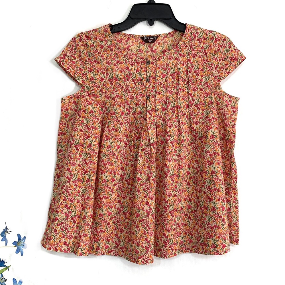 Old Navy Women's Floral‎ Short Cap Sleeve Top
